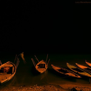 boats at the coast in varanasi in india