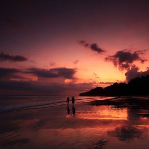 romantic walk at sunset on havelock island in andaman in india