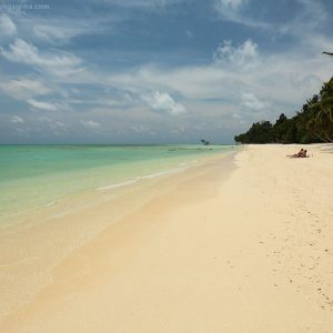 paradise beach on the shore of turquiose sea on havelock island in india