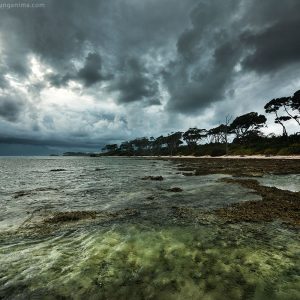 storm clouds above landscape of neil island in andaman in india